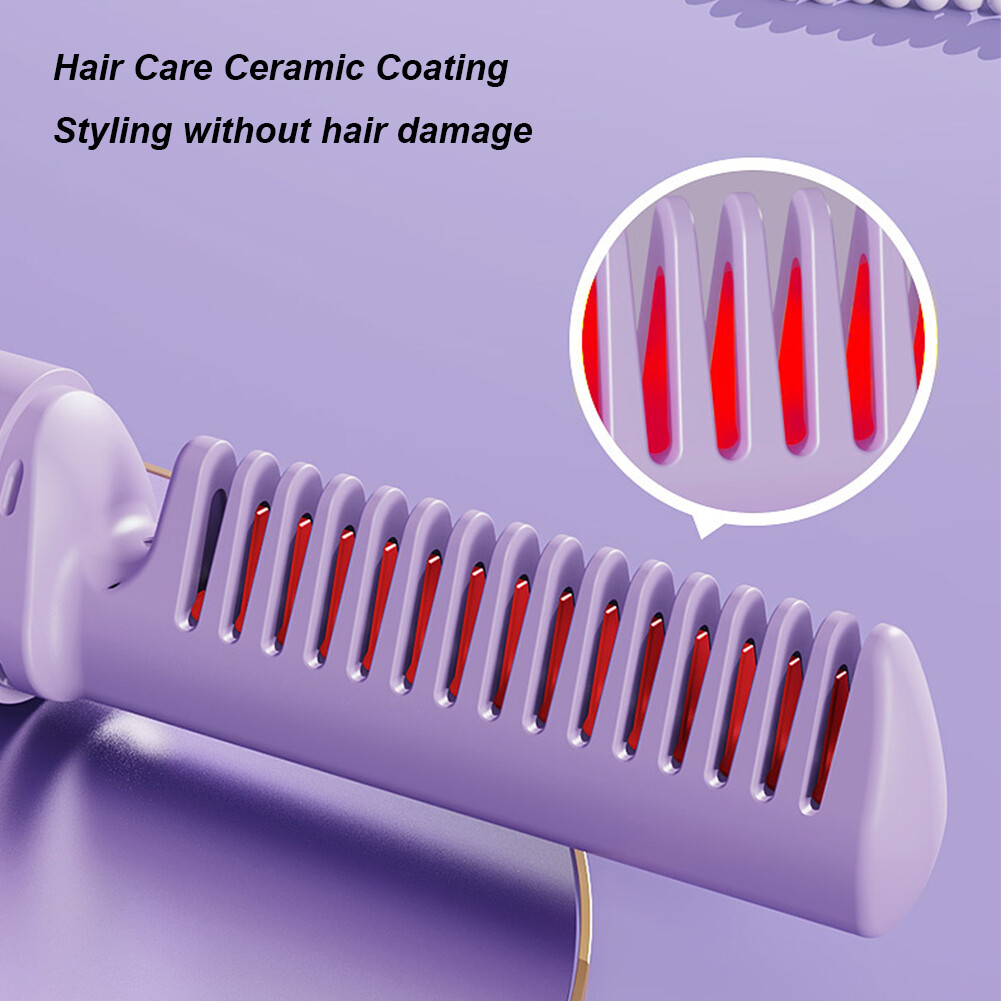 Cordless Hair Straightener Brush USB Rechargeable Durable Curling Iron