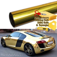 60" x 60" Gold Chrome Mirror Vinyl Film Wrap Sticker Decal Stretchable 5ft x 5ft
