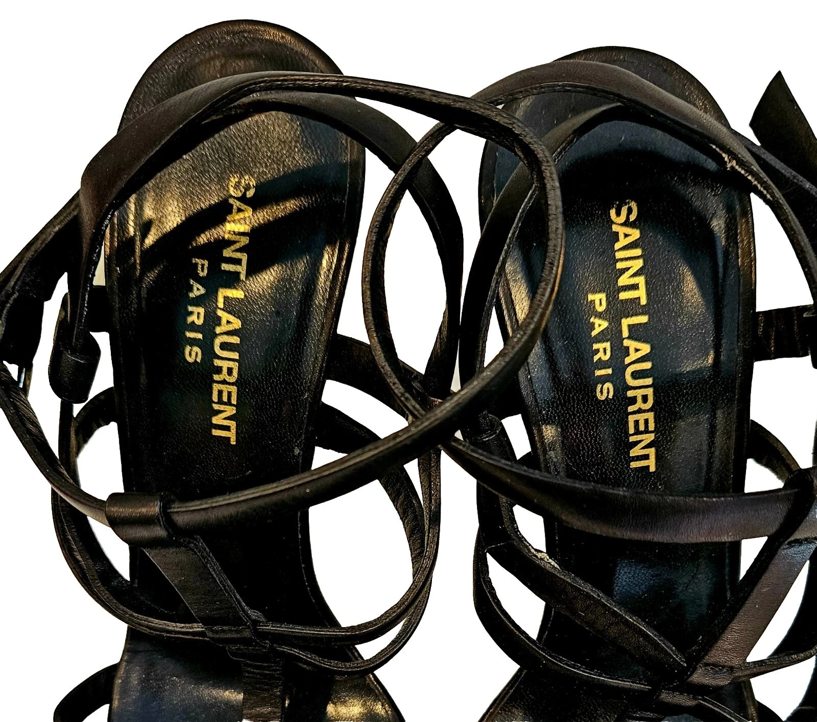 SAINT LAURENT (YSL) Sandalo a stiletto nero con cinturini a stiletto nero taglia 8 5 8 1 2