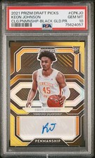 2021 Prizm Draft Picks Penmanship Keon Johnson Black Gold /5 CPKJO PSA 10 Rookie