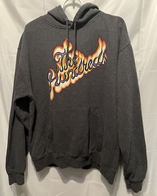 The Hundreds Sweatshirt Hoodie Flames Fire Spellout Gray