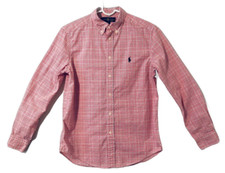 Ralph Lauren Boy's Button Down Long Sleeve Shirt Sz L 14-16 Red Check