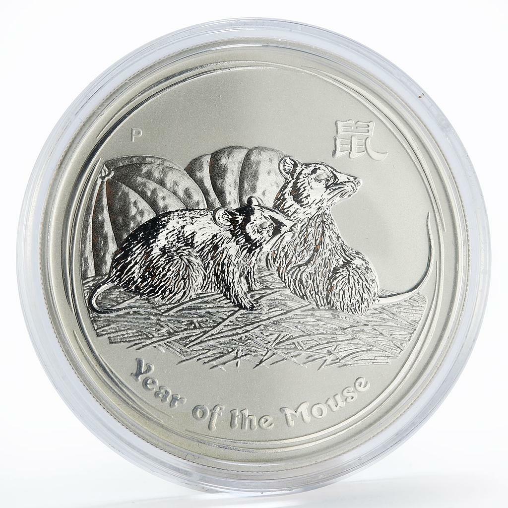 2008年 オーストラリア 1ドル 銀貨 ネズミ Australia 1 dollar Year of Mouse Lunar Series II silver coin 2008