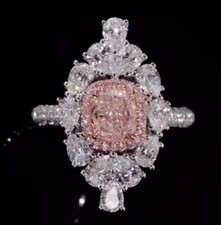 Cushion, Pear  Round Shape Fabulous Pink  White CZ In 925 Silver Wedding Ring