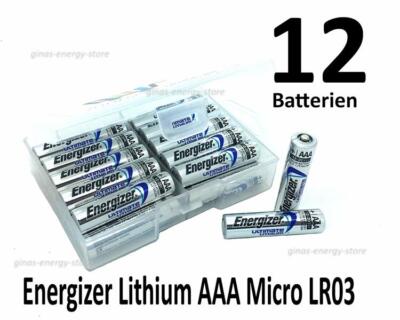 12 x Energizer Ultimate Lithium AAA Batterien LR03 1,5V in (Flachbox)