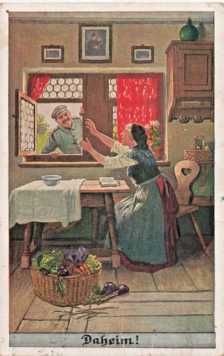 German Warrior Soldier Series 2: At home! WW1 Feldpost 1917 Military POSTCARD