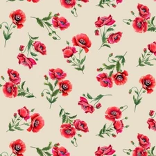 Michael Miller Fabrics~Stemmed Poppies~Beige~What's Poppin~BTY~DCX10826