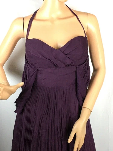 Versace Italy Women's Halter Pleated Purple Dress Size 42 (Size S)