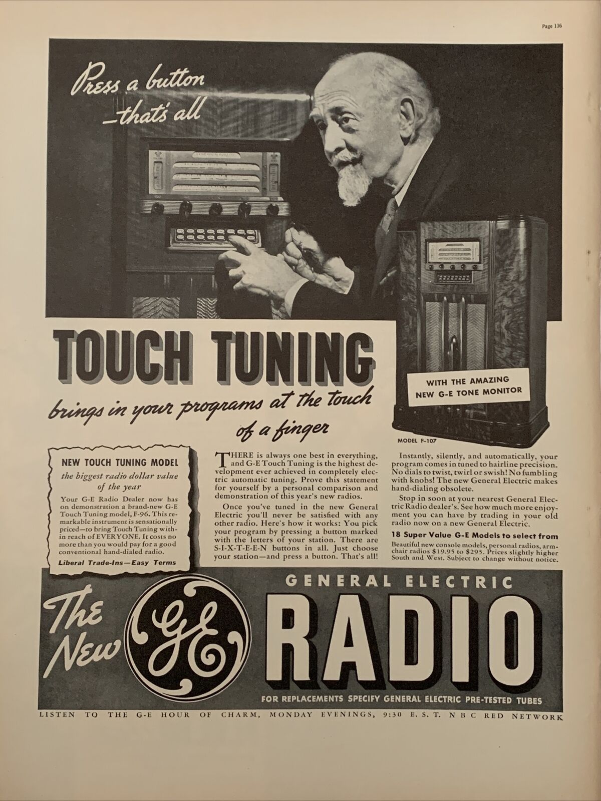 Vintage 1930s General Electric Radio Ad 