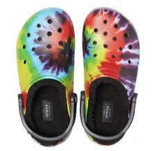 Crocs Classic Tie Dye Fuzz Lined Clogs Shoes Women s Size 7 Men s Size 5