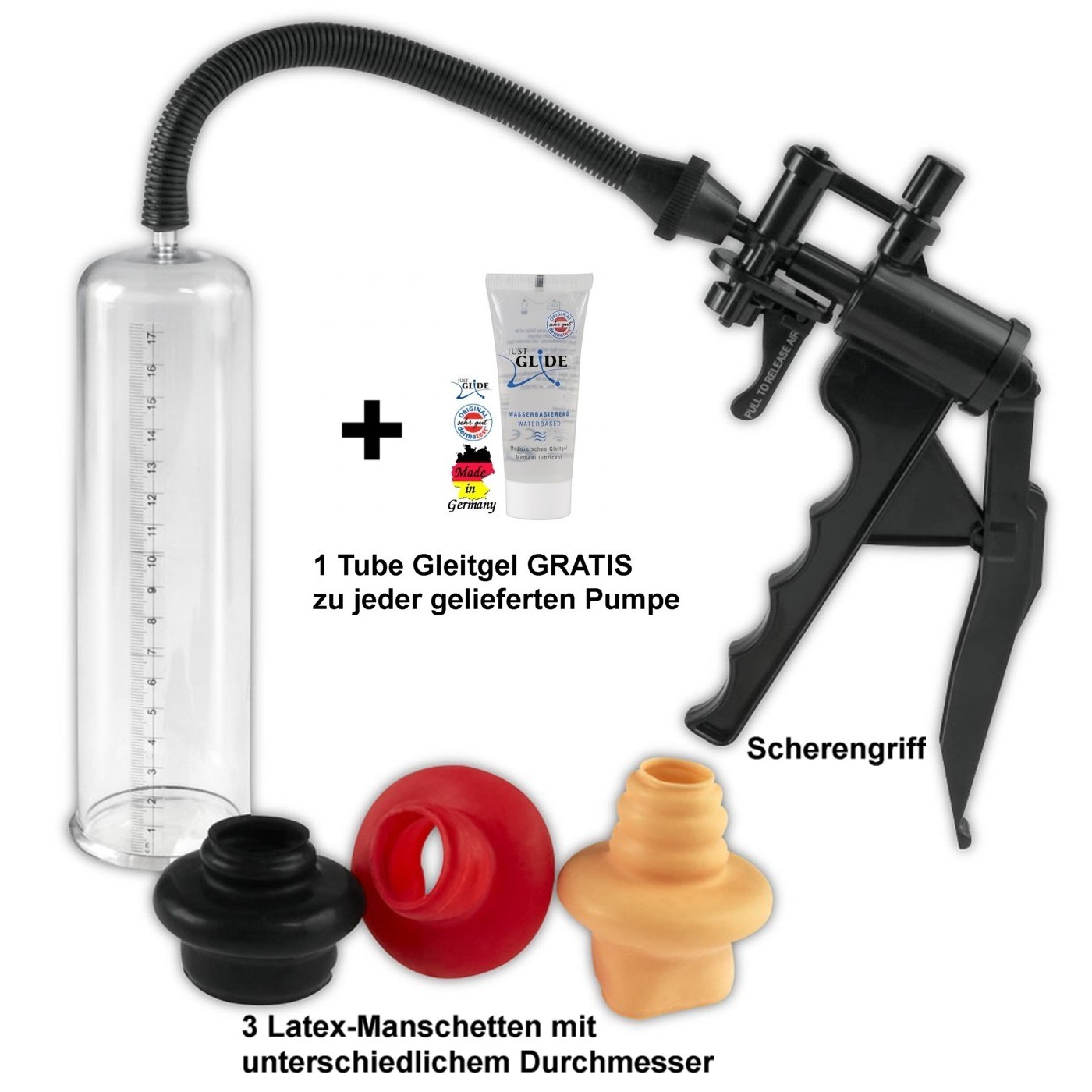 Potenzpumpe Penispumpe Vakuum Pumpe 9te PerfectPump + Gleitgel