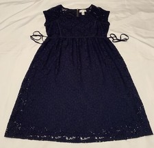 Motherhood Maternity Dress Navy Blue Cap Sleeve Scoop Neck Sz M Lined