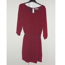 DANI vestito bordeaux borgogna rosso mini abito donna maniche 3/4