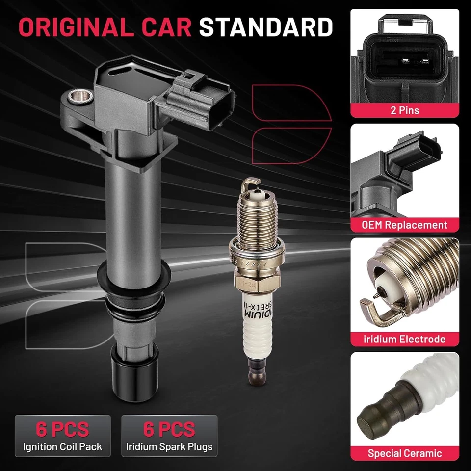 Комплект из 6 свечей зажигания Bobinas UF270 и свечей зажигания для 2008 Dodge Nitro 3,7 л V6 - Изображение 2 из 4