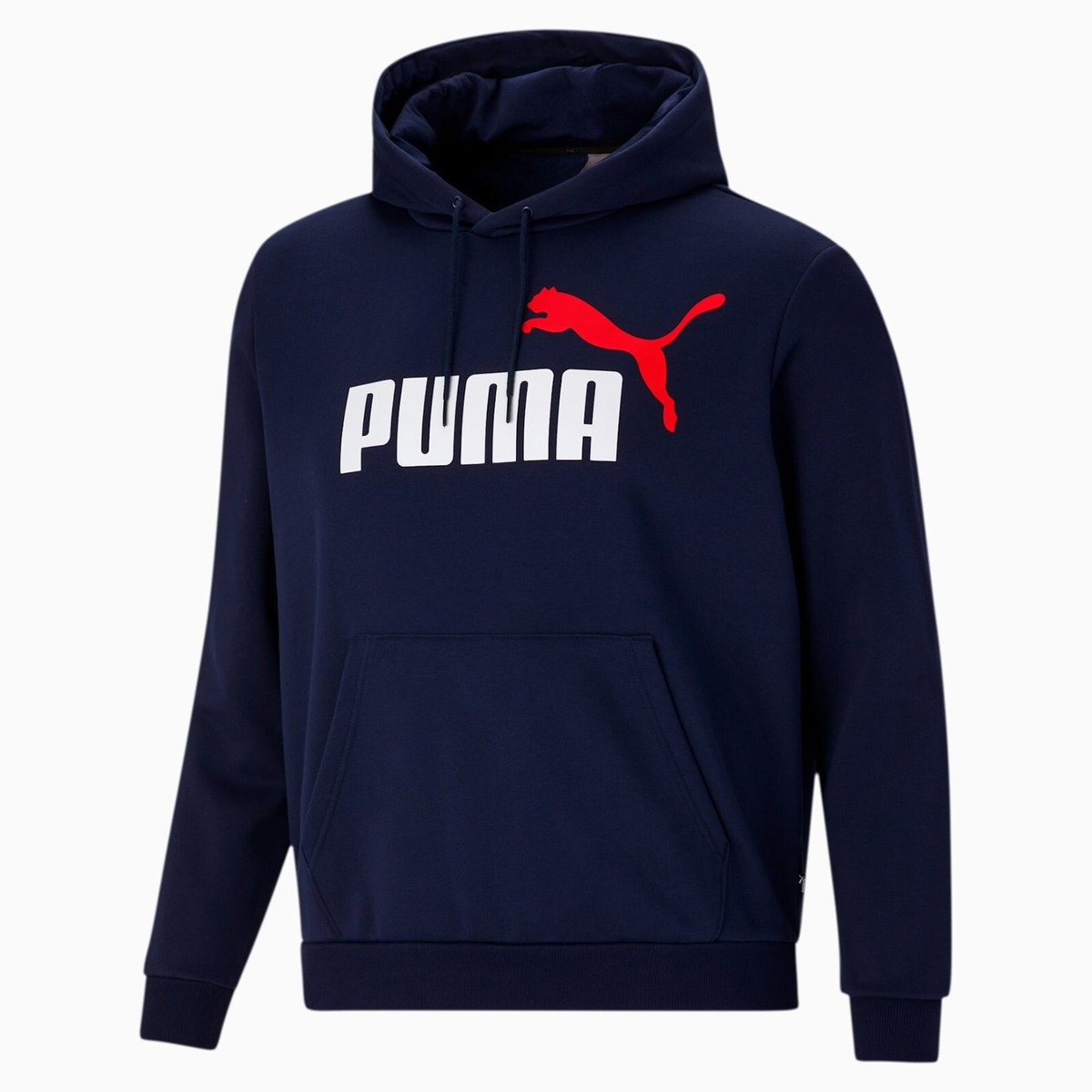 PUMA Essentials Best Red Logo Pullover Hoodie Sweater Jacket Peacoat Blue