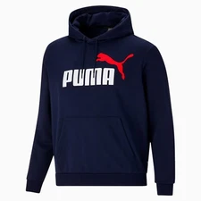 PUMA Essentials 2 Best Red Logo Pullover Hoodie Sweater Jacket Peacoat Blue