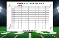 LARGE 22 x 34 REUSABLE 100 BOX SQUARES BLOCK POOL FOR FOOTBALL & SUPER BOWL +PEN