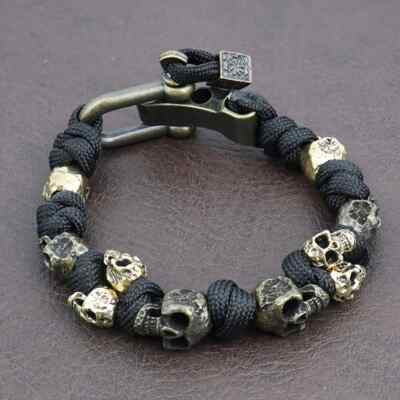 Fashion Design Skull Bracelets Gothic Adjustable Woven Punk Hip Hop Men Women