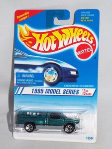 Hot Wheels 1995 Model Series 348 Dodge Ram 1500 Truck Green Hole Five Wheels