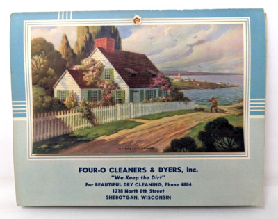 VTG 1948 Four-O Cleaners & Dryers WI Advertising Kitchen Secretary Calendar DH22