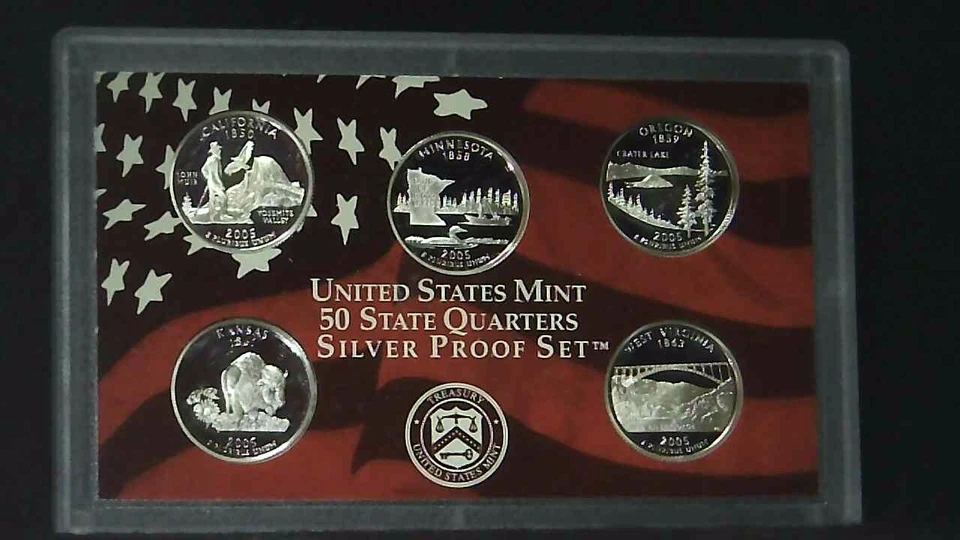 2005-S US Mint State Quarter Silver Proof Set 5 Coins 21ohoc0928-1 - Image 3 of 4