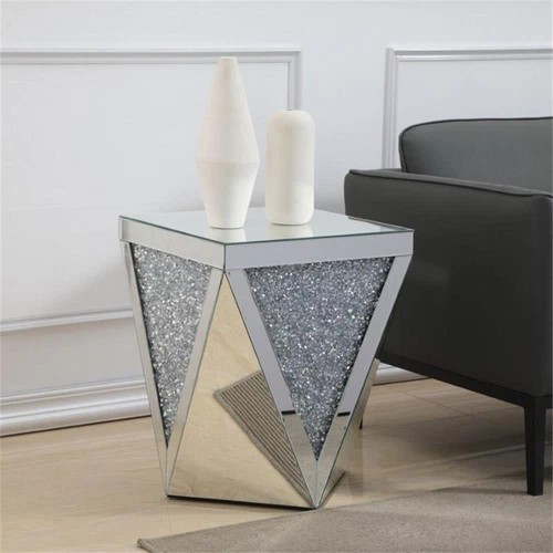 Elegant Decor Modern 18.5" Royal Cut Crystal Mirrored Accent End Table - Picture 2 of 5