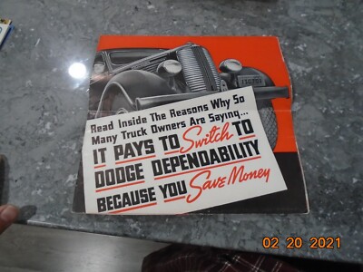 1937 DODGE  TRUCK SALES BROCHURE FOLDOUT POSTER ORIGINAL  NOT A COPY 