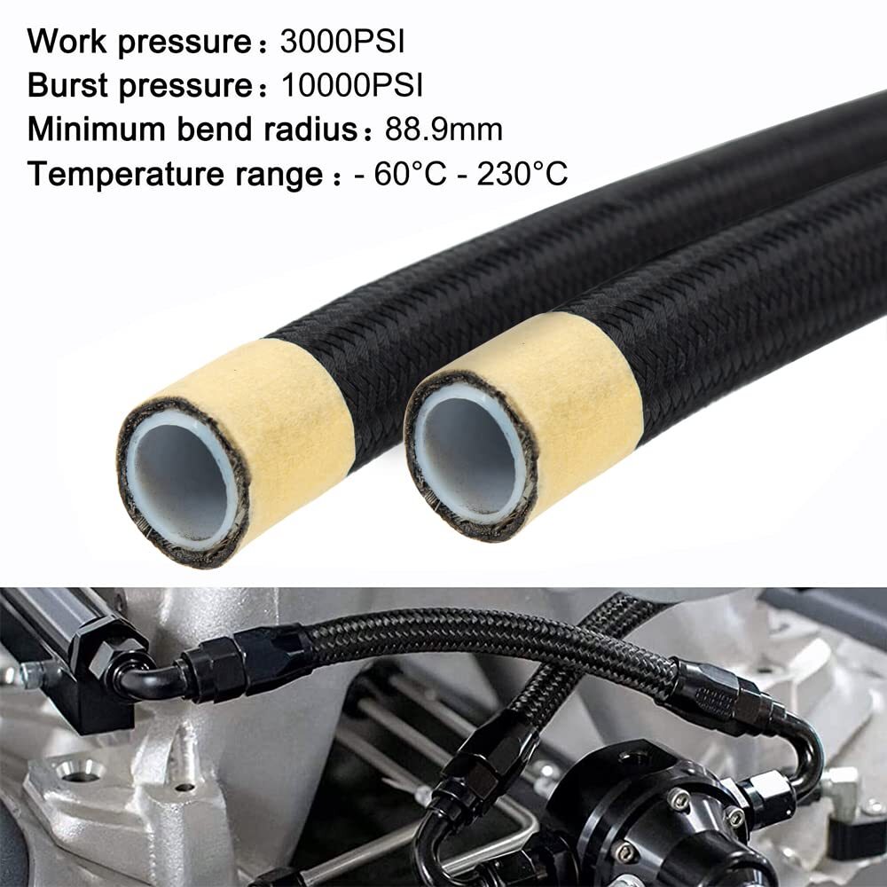 6AN PTFE Fuel Line Kit E85 10/20FT Braided Nylon Fuel Hose (5/16Inch