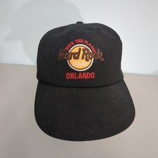 Vintage Hard Rock Cafe Orlando Leatherstrap Snapback Hat Black Made In USA