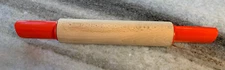 RARE Vintage Mid Century Modern MCM Atomic Burnt Orange Rolling Pin Maple Wooden