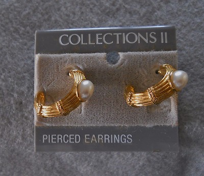 1980's COLLECTIONS II pierced earrings set - new old stock, on original card