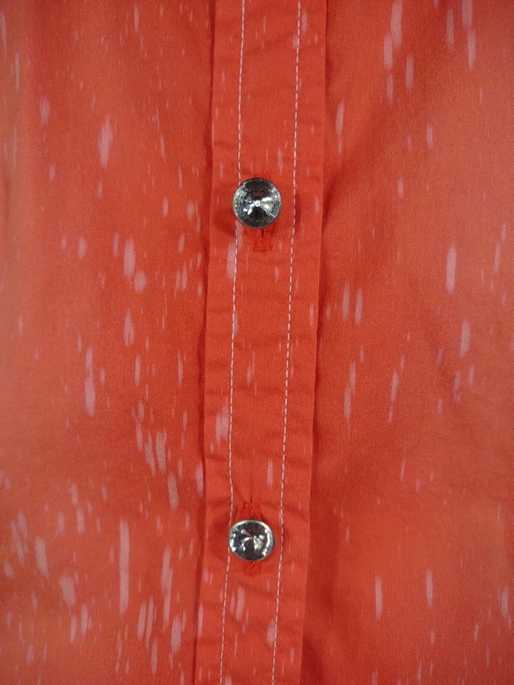 Roar橙色白色刺绣镶嵌纽扣前衬衫女式大号 — 第 4/4 张图片