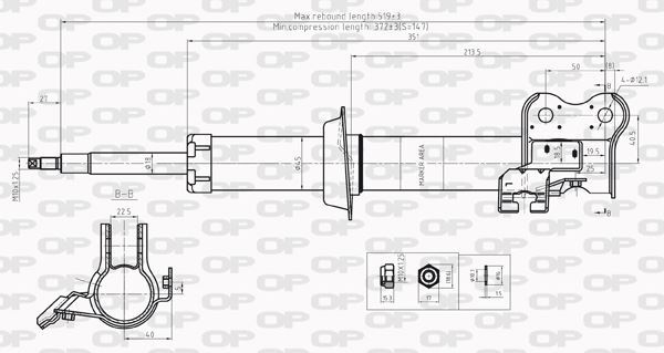 Amortisseur avant gauche Nissan Micra II K11 suspension hydraulique 1.4 1.0 1.3 i 16V 1.5D