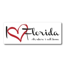I Love Florida, It's Where I Call Home US State Magnet Decal,3x8 In Automotive