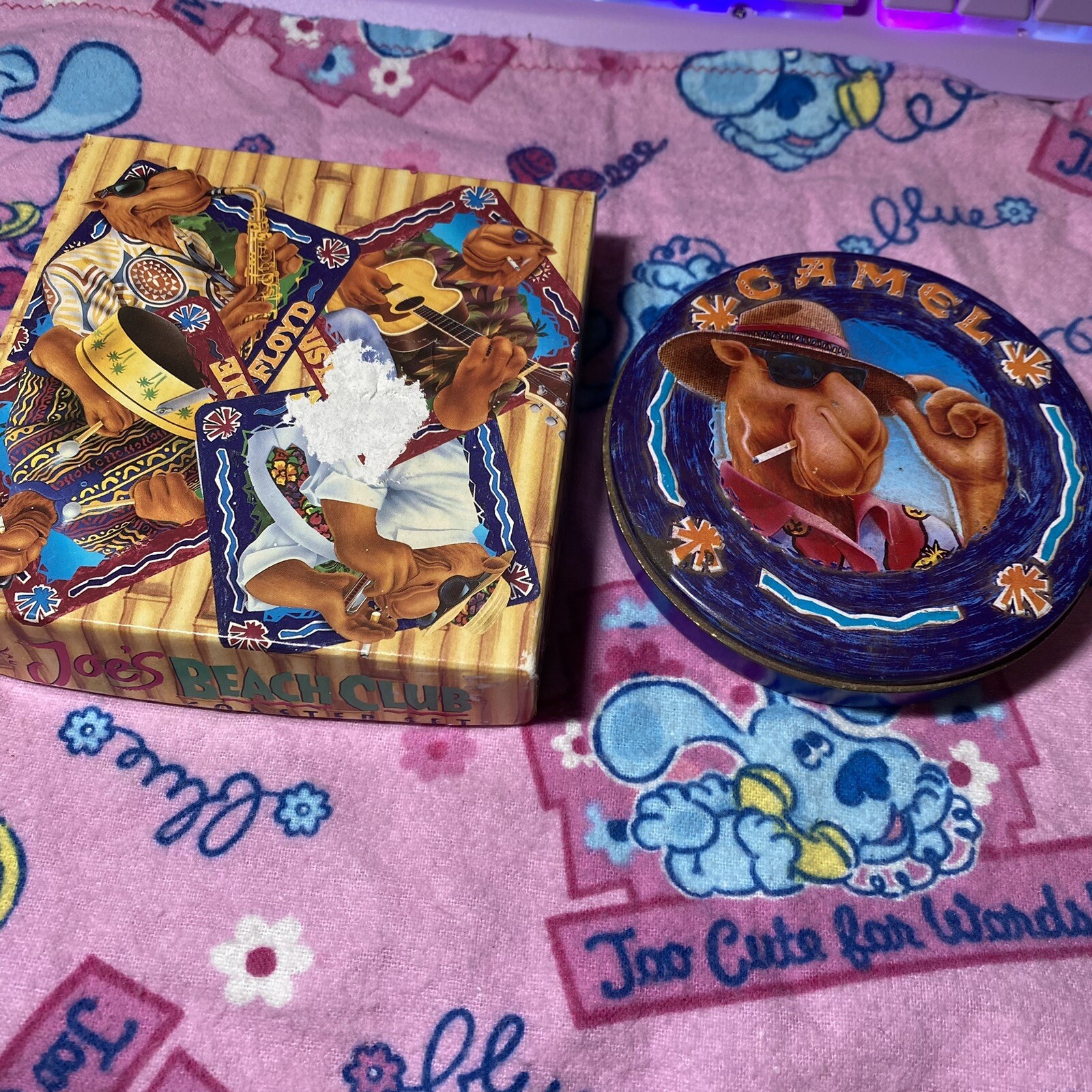 Vintage Joe Camel Coasters 1994 Lot of 2 Sets Promo Beach Club Tin Cork