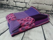  BEAUTIFUL HANDMADE CROCHET/KNIT QUILTED BABY BLANKET MULTICOLOR SIZE 32"x44"