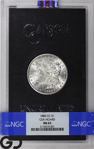 1885-CC Morgan Silver Dollar, GSA HOARD, NGC MS-63, Blast White Blazer!