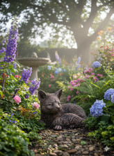 Fox Garden ornament statue concrete stone sculpture,Beutiful English laying fox