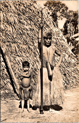 RPPC Chief of Yagua Tribe & Son Rio Amazonas Peru Real Photo Postcard E1