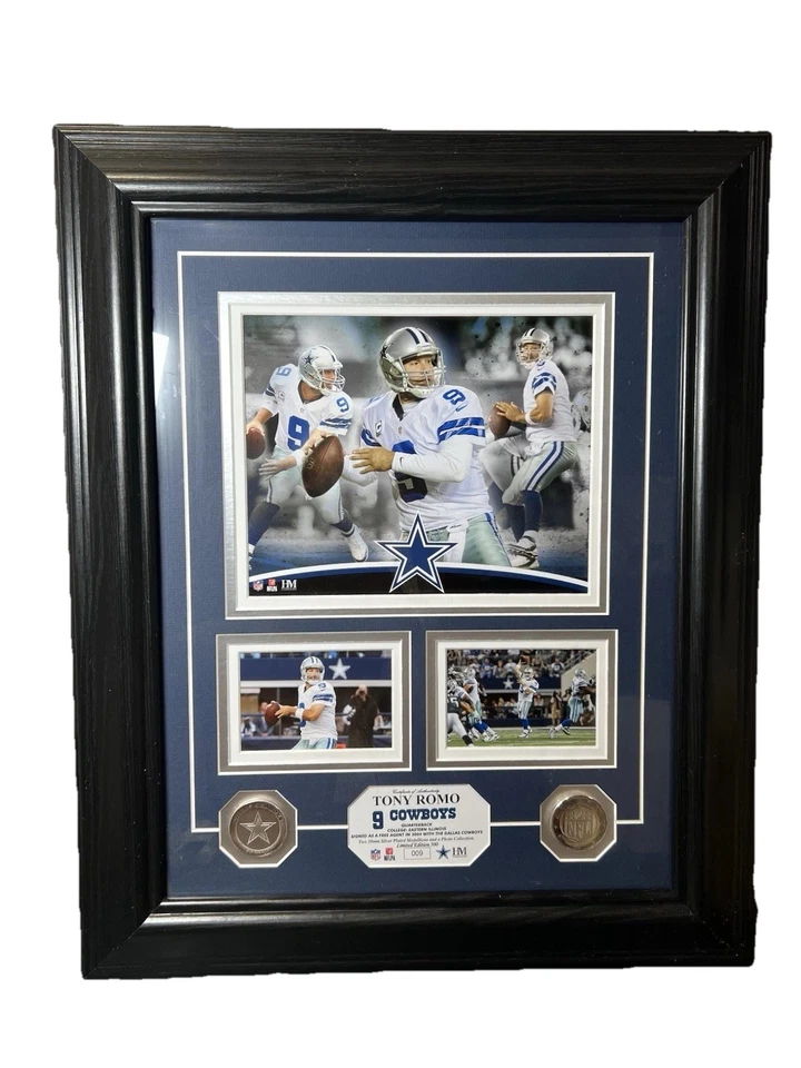 Moneda de plata Tony Romo Dallas Cowboys edición limitada Highland Mint marco foto Foto 2 de 4