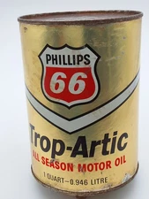 Phillips 66 Trop Artic All Season Motor Oil Gold 1 Qt Full 