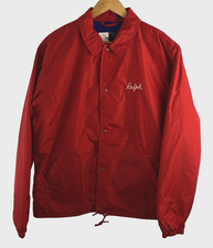 Polo Ralph Lauren Coach Jacket Red Embroidery Winged Foot Logo Water Repellent M