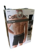 CALVIN KLEIN MICROFIBER 4-PACK MENS XL BOXER BRIEFS UNDERWEAR Black Gray