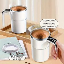Rechargeable Self Stirring Coffee/Tea Mug with LCD Heat Display,Stainless Steel,