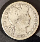 1901-O Barber Half Dollar 90% Silver Coin Fifty Cent 50c FREE SHIP New Orleans