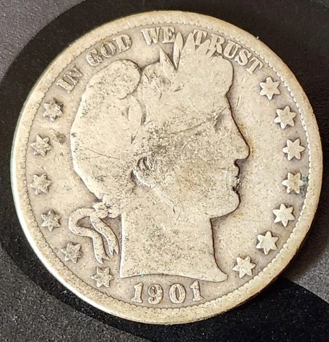 1901-O Barber Half Dollar 90% Silver Coin Fifty Cent 50c FREE SHIP New Orleans