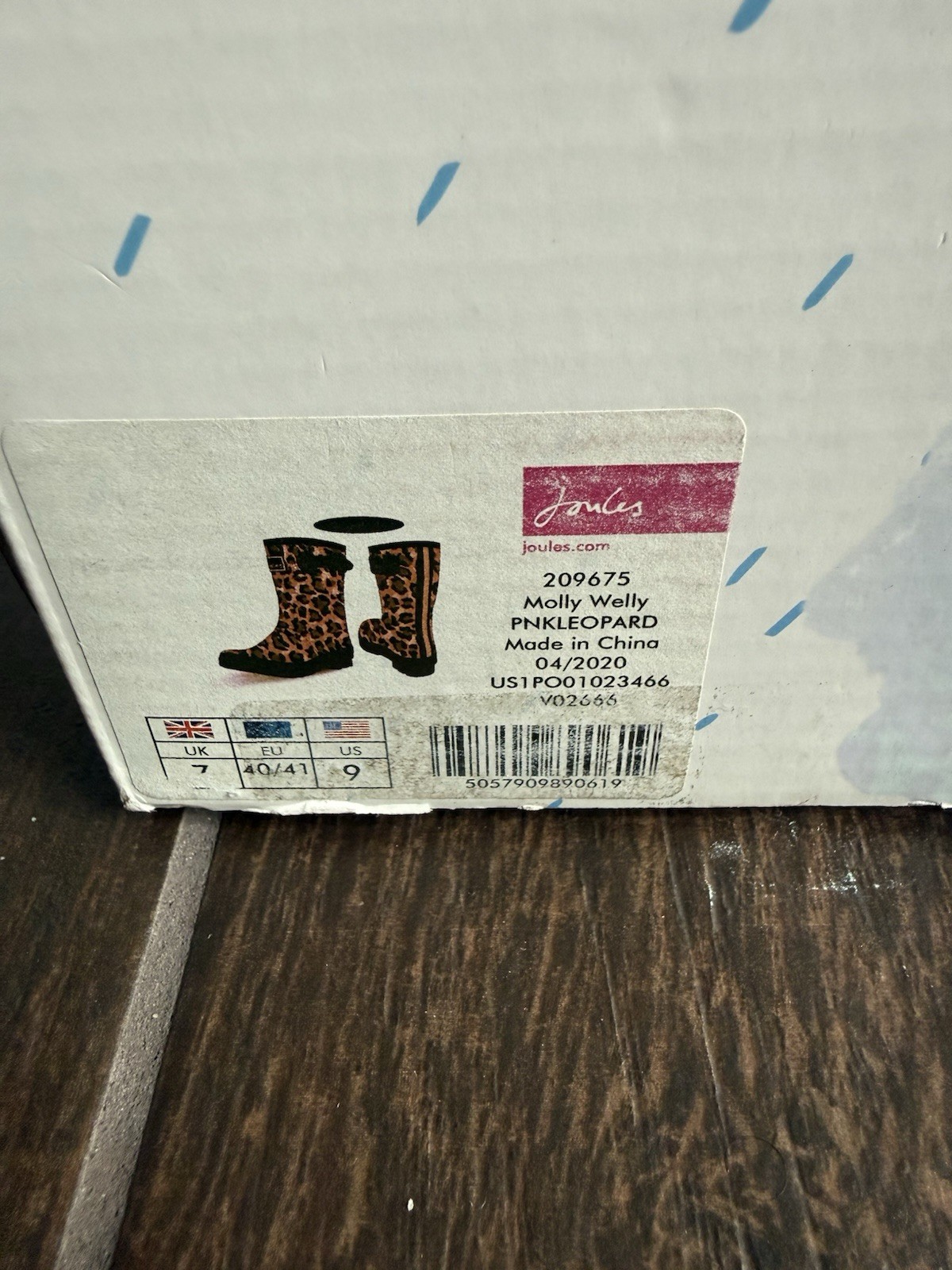 Joules Molly Welly Pink Leopard Waterproof Buckle Rain Boots Women's Size 9 image 6