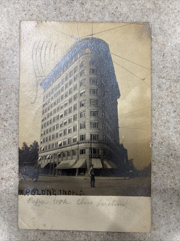 RPPC Indianapolis, IN. K.P. Building. Posted 1908.