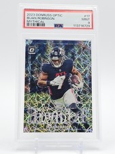 BIJAN ROBINSON 2023 DONRUSS OPTIC MYTHICAL PRIZM ROOKIE #17 FALCONS PSA 9 Q1702
