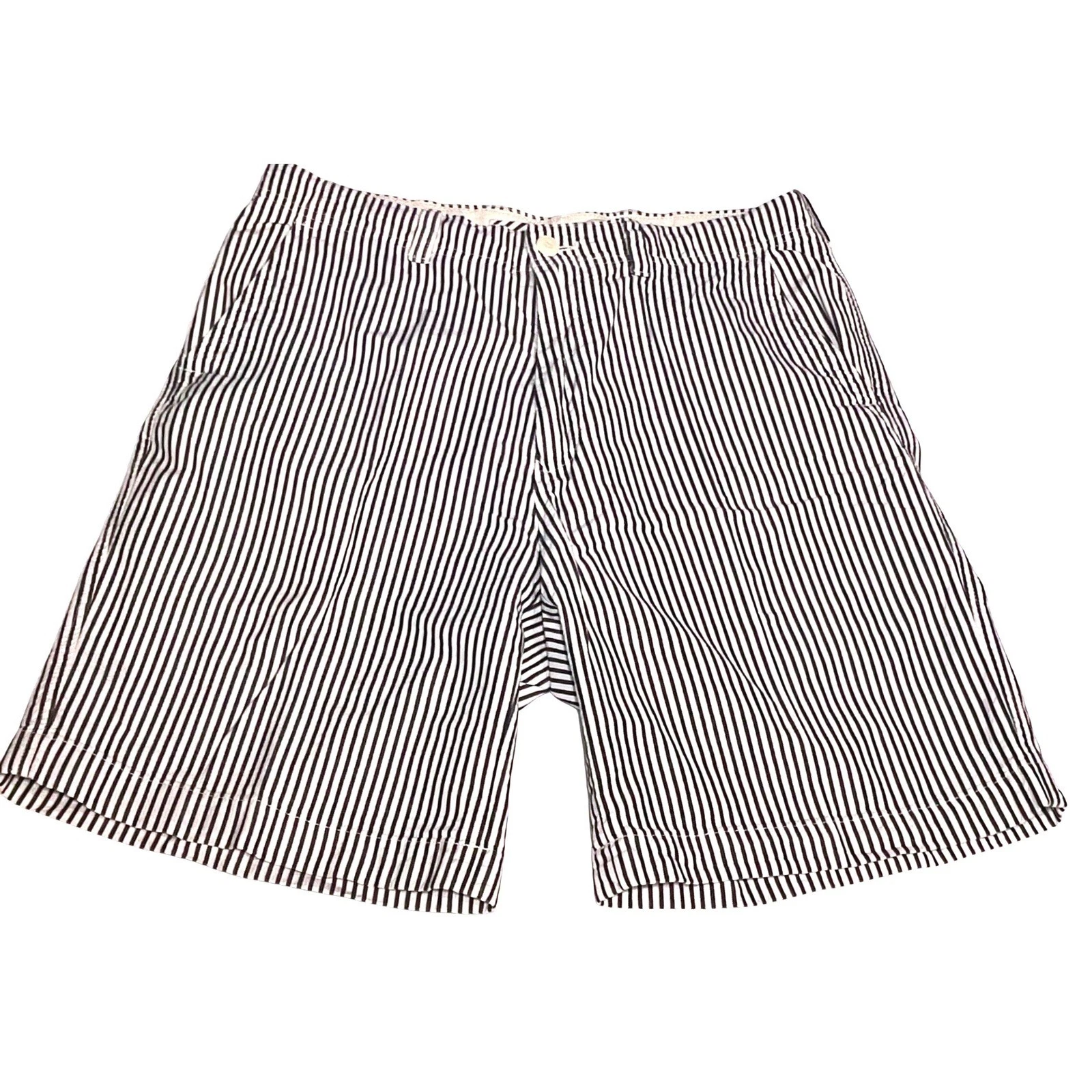 Nautica Clipper Shorts Mens 33 Blue White Stripe Relaxed Fit Cotton preppy